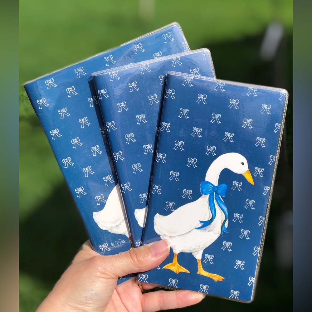 Silly Goose 1990s Address book with Memo pad 90s 80s white duck blue ribbon bow💙